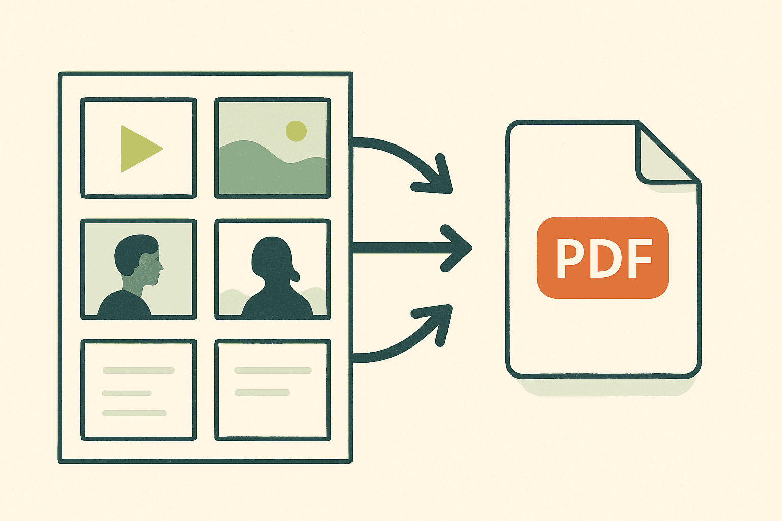 A simple creative illustration symbolizing a free PDF video plan export workflow